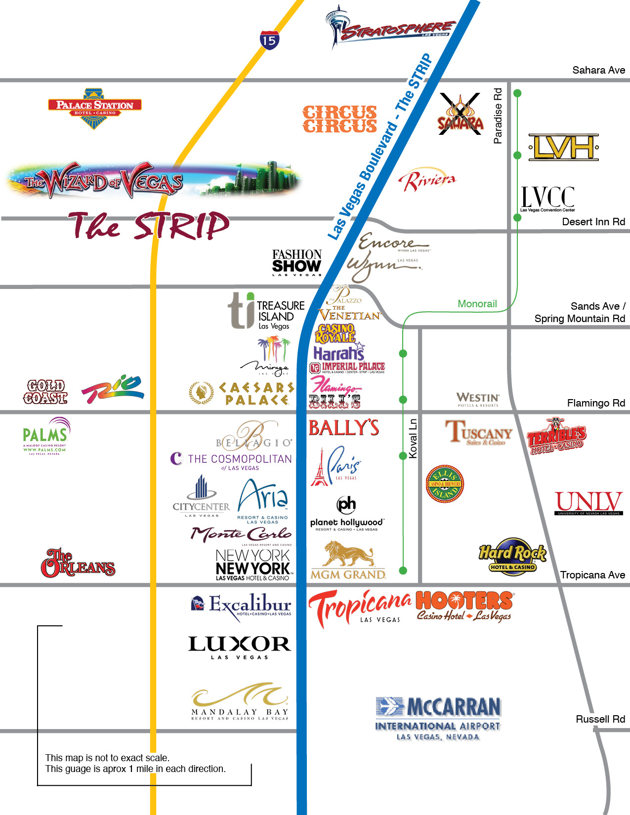 Map Of Las Vegas Strip Showing Hotels And Monorail 2018 World's Best