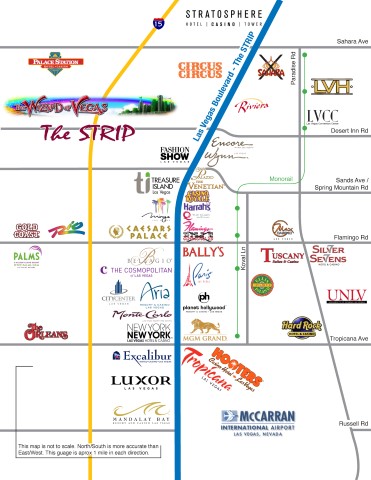 map of casinos on the strip