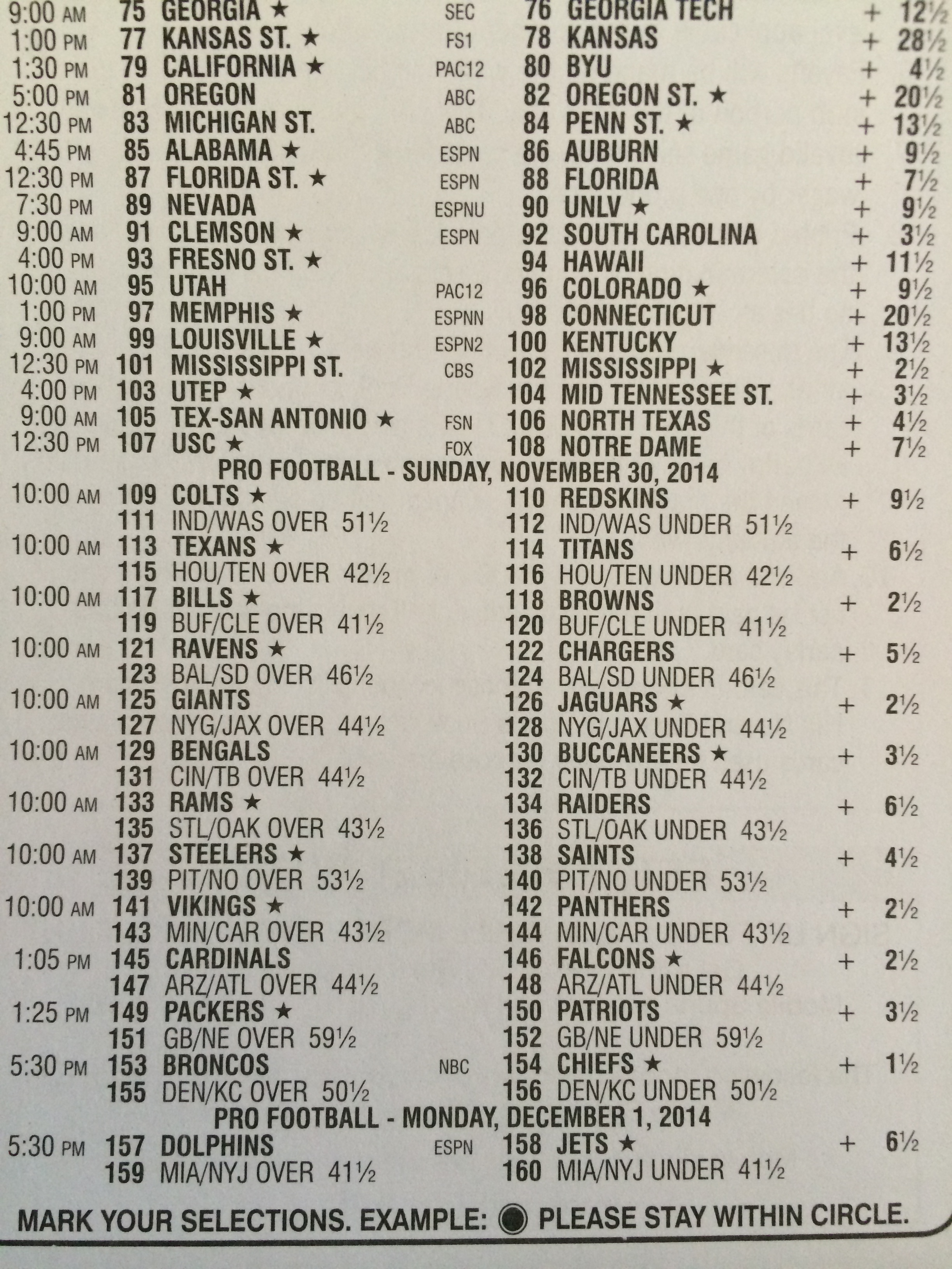 Delaware half point parlay card works