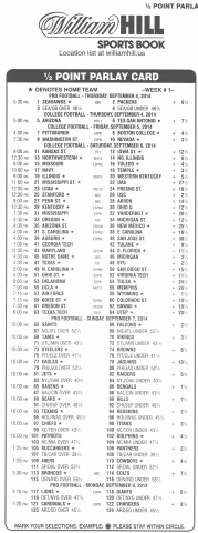 Nfl Betting Cards